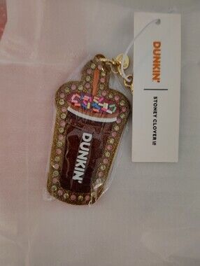 Stoney Clover Lane Dunkin' Glitter Coffee Cup Keychain - Pink & Gold